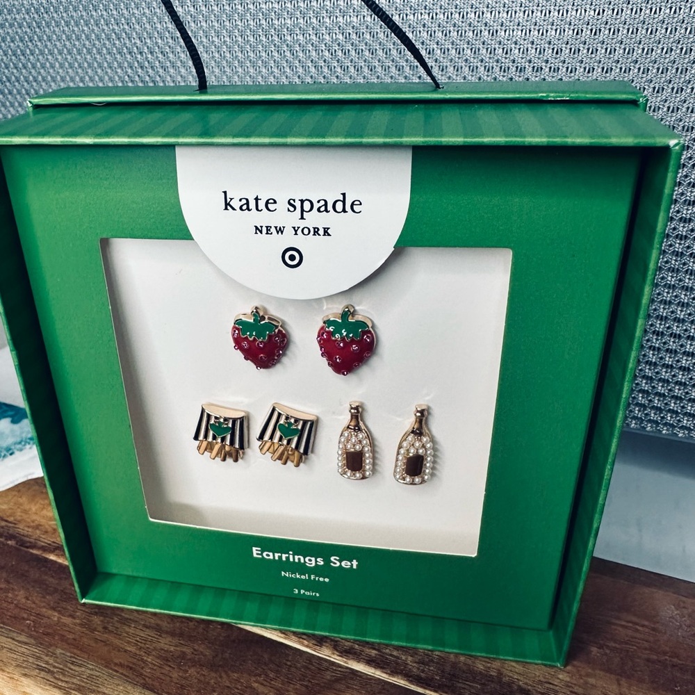 Kate Spade Kids' Red and Gold Earrings Set